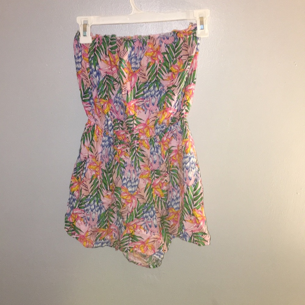 Strapless Tropical Romper